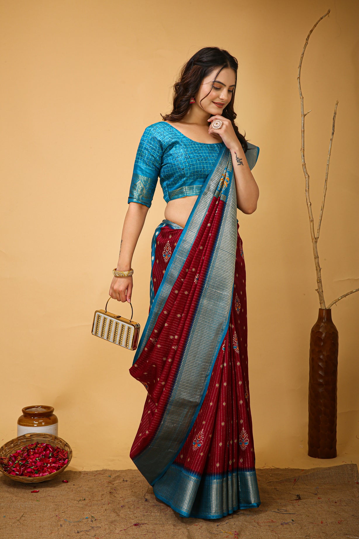 Dola Silk saree with blouse piece For Women