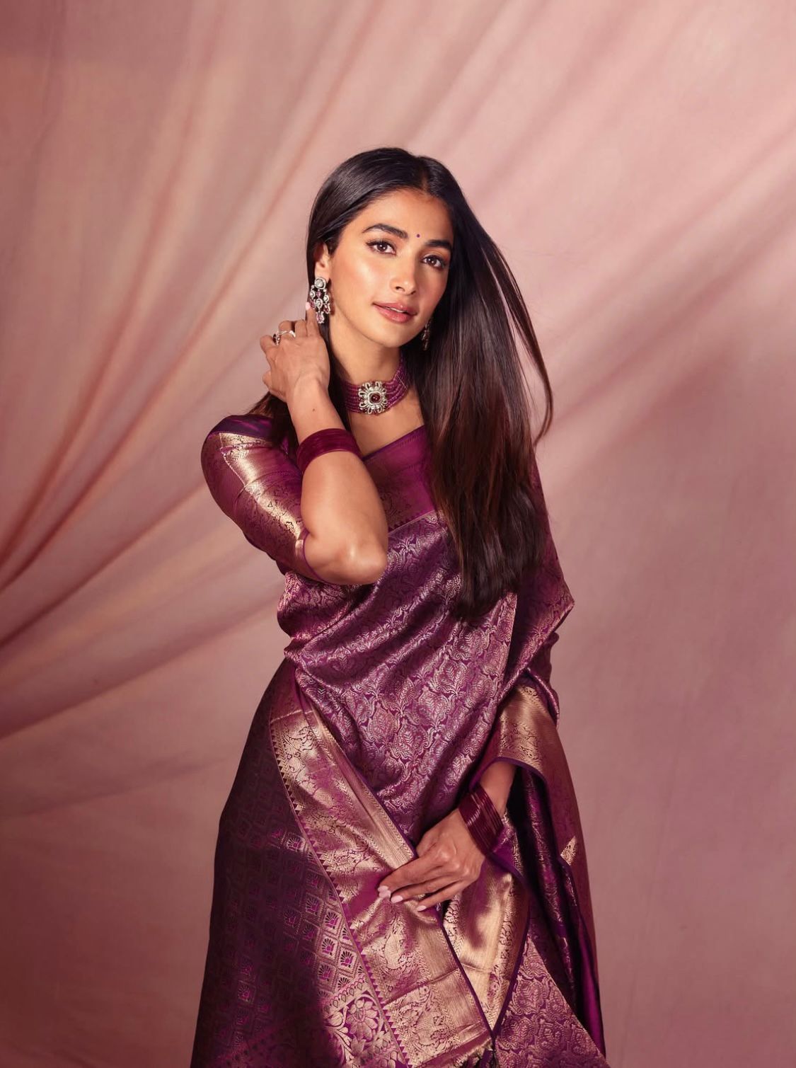 Purple Banarasi Silk Saree with Blouse Piece For Women