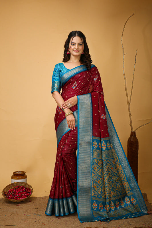 Dola Silk saree with blouse piece For Women